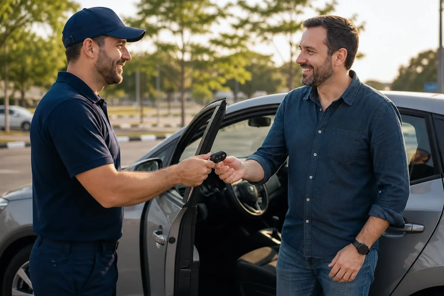 Chaveiro abrindo um carro em Formosa utilizando equipamentos especializados.